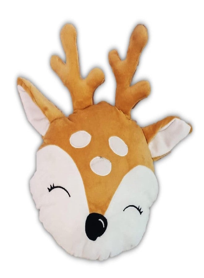 Tickles Deer Face Cushion Soft Plush Pillow for Kids Boys & Girls Home & Car Decoration (Color: Cream Size: 36 cm) - Image 3